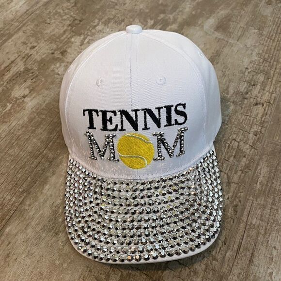 Tennis Mom Rhinestone Cap (black & white) - Picture 1 of 4